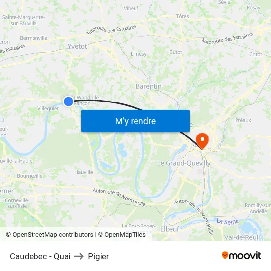 Caudebec - Quai to Pigier map