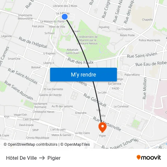 Hôtel De Ville to Pigier map