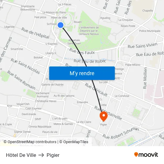 Hôtel De Ville to Pigier map