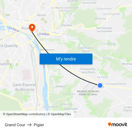 Grand Cour to Pigier map