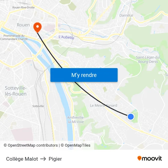 Collège Malot to Pigier map