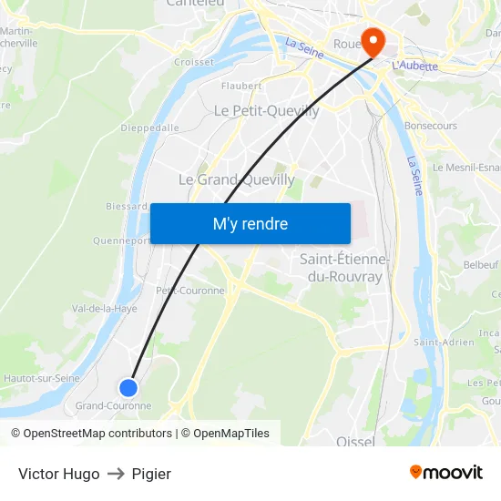 Victor Hugo to Pigier map