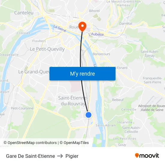 Gare De Saint-Etienne to Pigier map