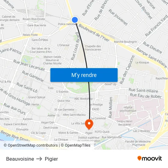 Beauvoisine to Pigier map