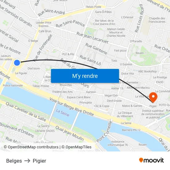 Belges to Pigier map