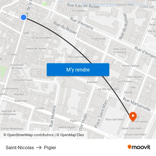 Saint-Nicolas to Pigier map