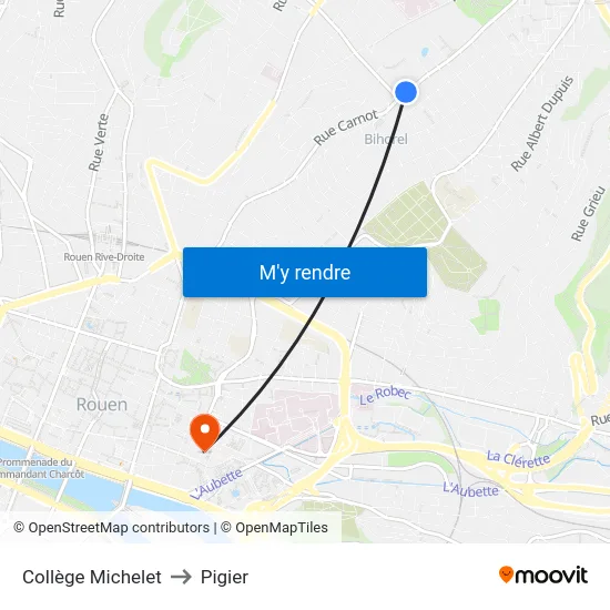 Collège Michelet to Pigier map