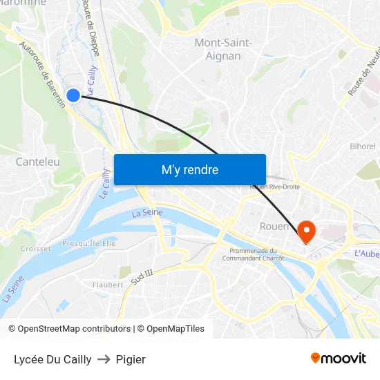Lycée Du Cailly to Pigier map