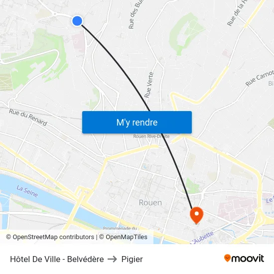 Hôtel De Ville - Belvédère to Pigier map