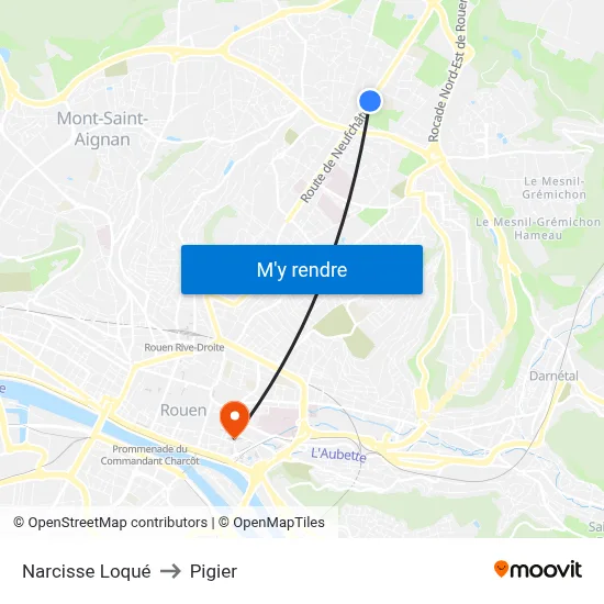 Narcisse Loqué to Pigier map