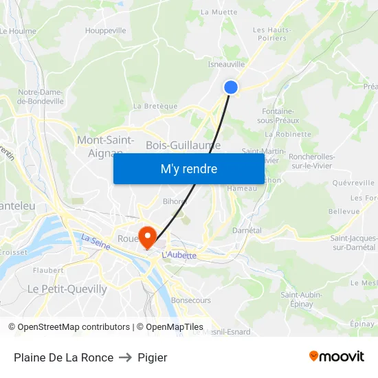 Plaine De La Ronce to Pigier map