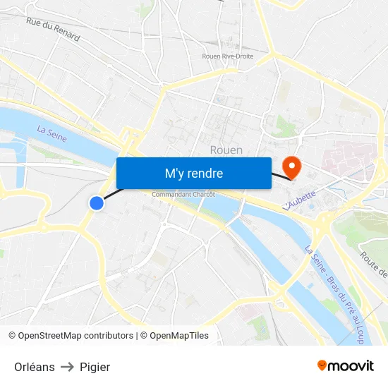 Orléans to Pigier map
