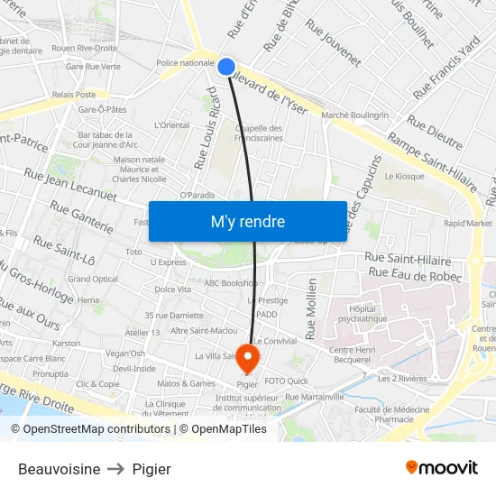 Beauvoisine to Pigier map