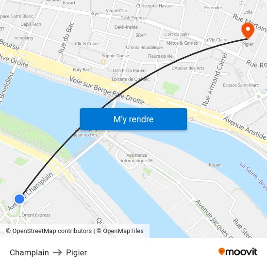Champlain to Pigier map