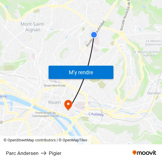 Parc Andersen to Pigier map