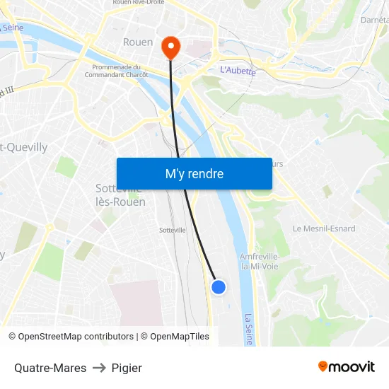 Quatre-Mares to Pigier map