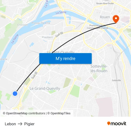 Lebon to Pigier map