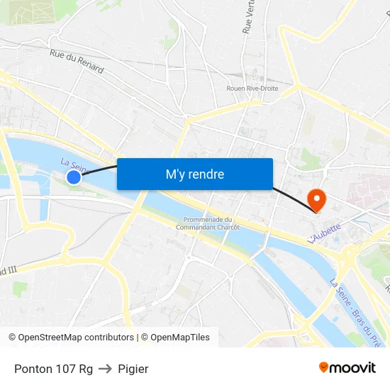 Ponton 107 Rg to Pigier map