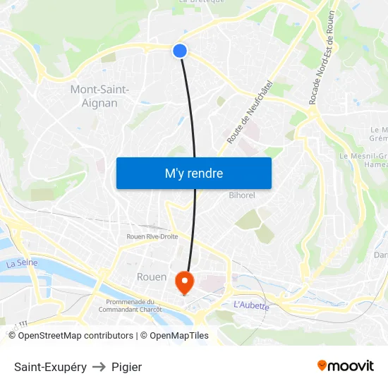 Saint-Exupéry to Pigier map