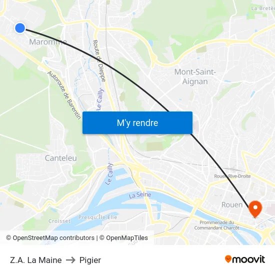 Z.A. La Maine to Pigier map