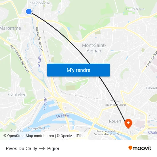 Rives Du Cailly to Pigier map