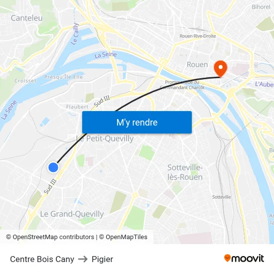 Centre Bois Cany to Pigier map