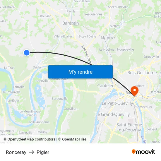 Ronceray to Pigier map