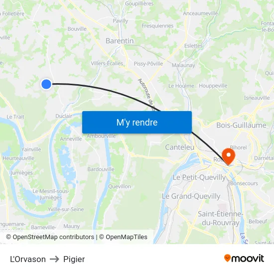 L'Orvason to Pigier map