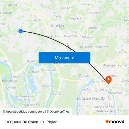 La Queue Du Chien to Pigier map