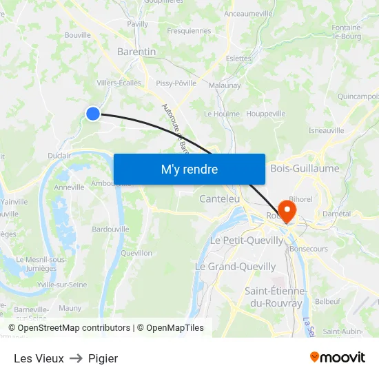 Les Vieux to Pigier map