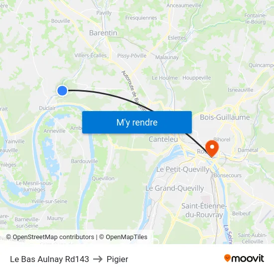 Le Bas Aulnay Rd143 to Pigier map