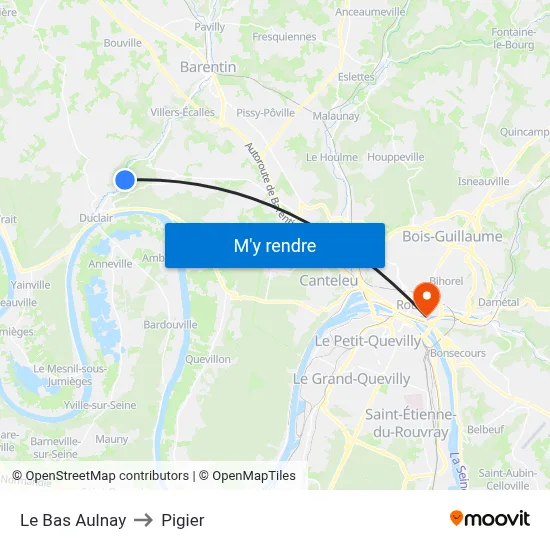 Le Bas Aulnay to Pigier map