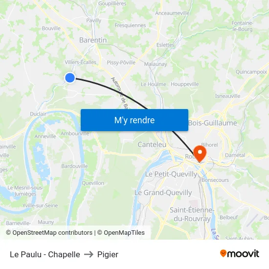 Le Paulu - Chapelle to Pigier map