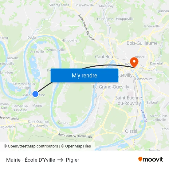 Mairie - École D'Yville to Pigier map