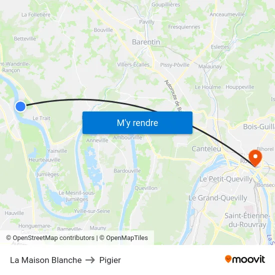 La Maison Blanche to Pigier map