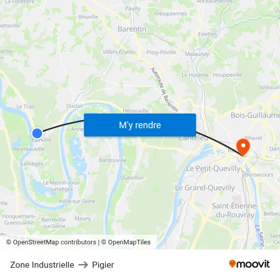 Zone Industrielle to Pigier map