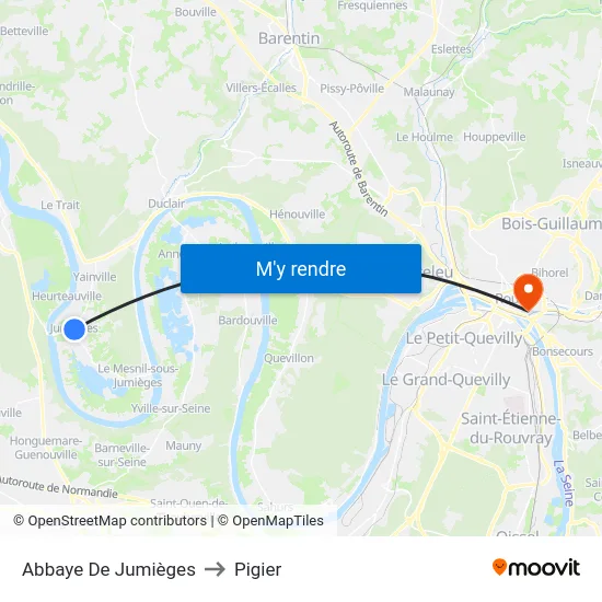 Abbaye De Jumièges to Pigier map