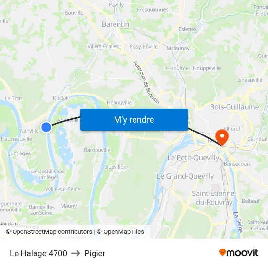 Le Halage 4700 to Pigier map