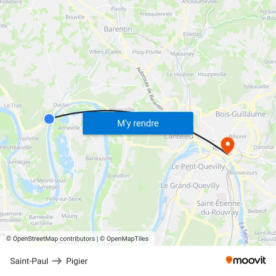 Saint-Paul to Pigier map