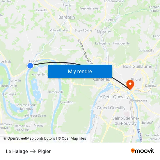 Le Halage to Pigier map