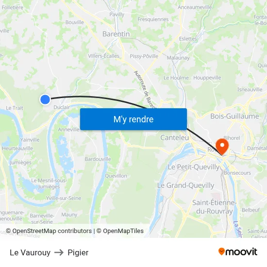 Le Vaurouy to Pigier map