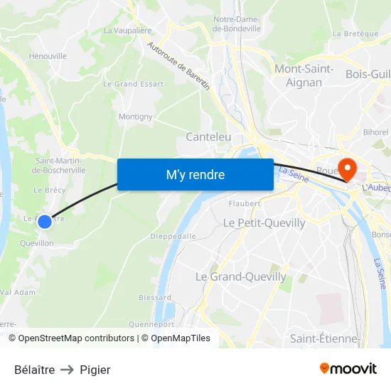 Bélaître to Pigier map