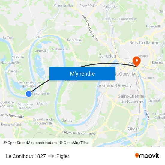 Le Conihout 1827 to Pigier map