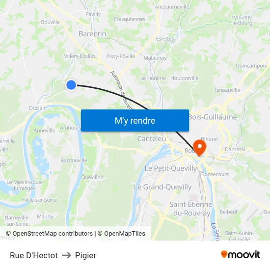 Rue D'Hectot to Pigier map
