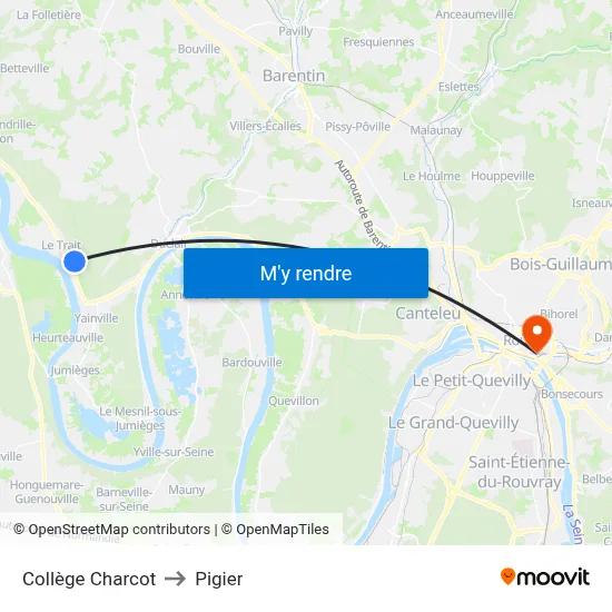 Collège Charcot to Pigier map