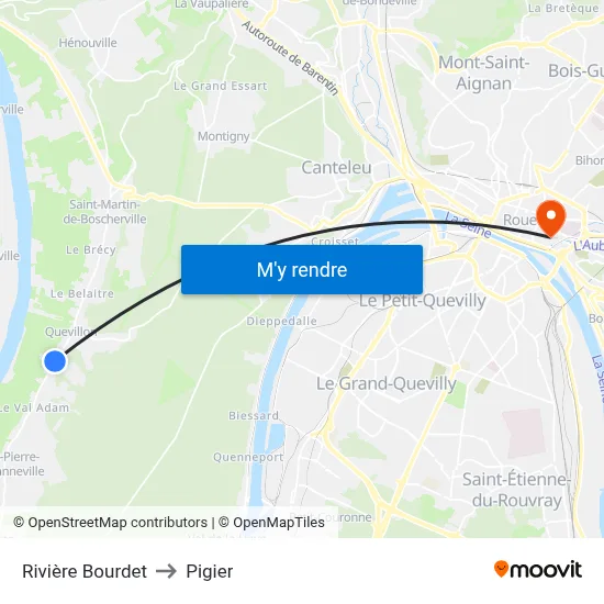 Rivière Bourdet to Pigier map
