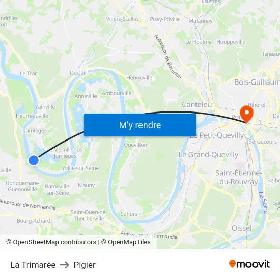 La Trimarée to Pigier map