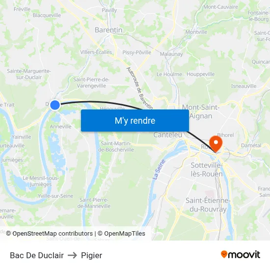 Bac De Duclair to Pigier map