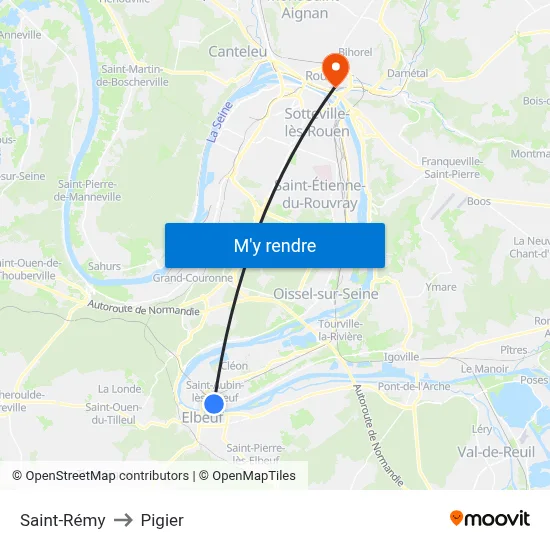 Saint-Rémy to Pigier map
