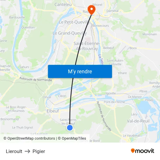 Lieroult to Pigier map